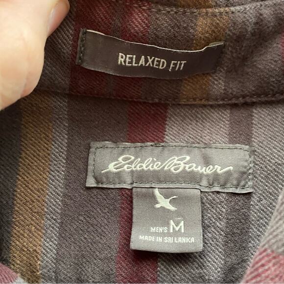 Eddie Bauer Men's Med Relaxed Fit Grunge Cozy Flannel Button Down Shirt Cowboy - Picture 3 of 10